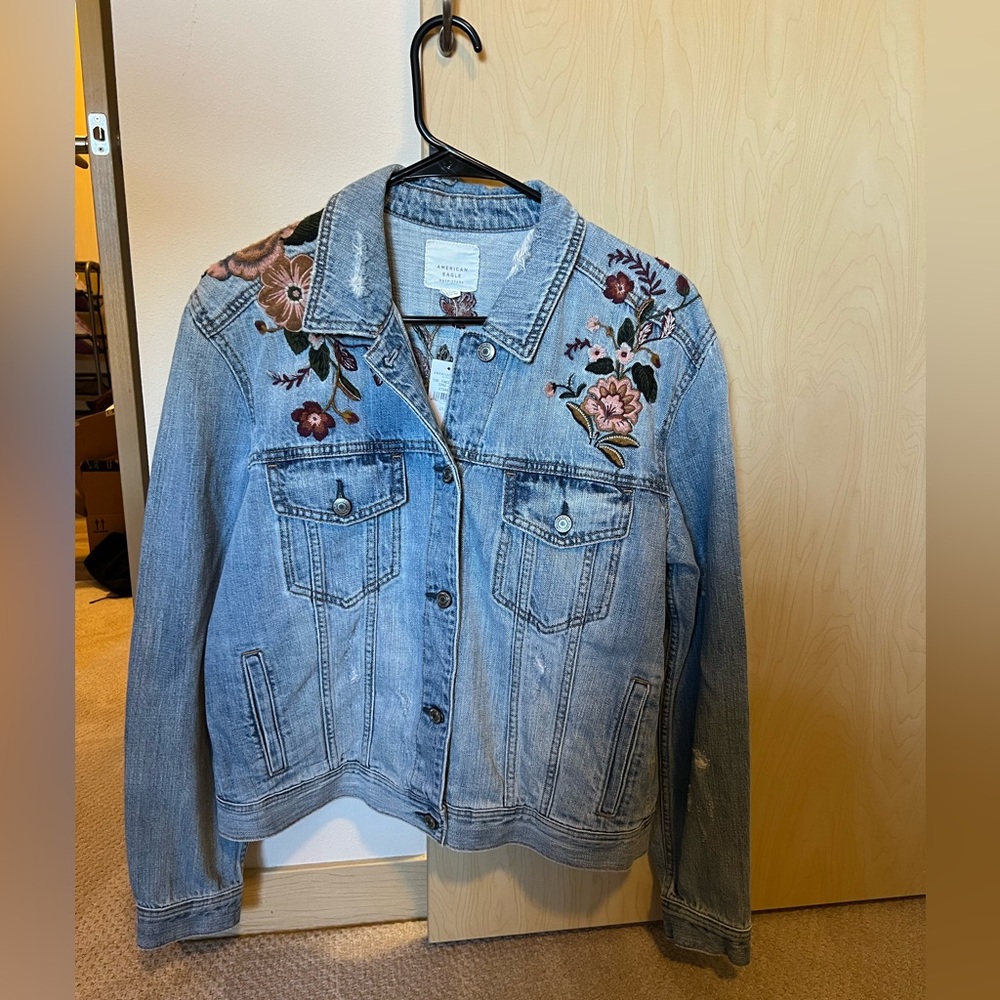 American Eagle Embroidered Jean Jacket
